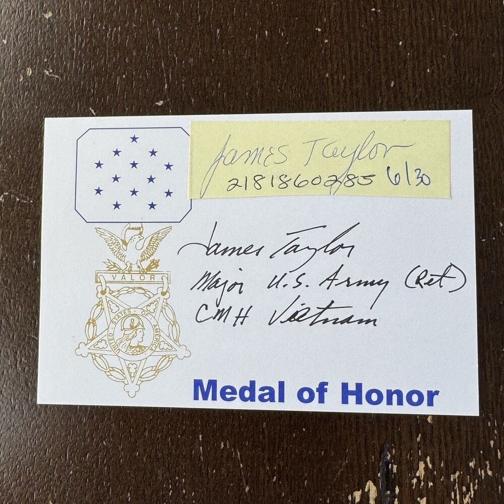 James Taylor Medal Of Honor Autograph Major US Army Vietnam Signed Index Card